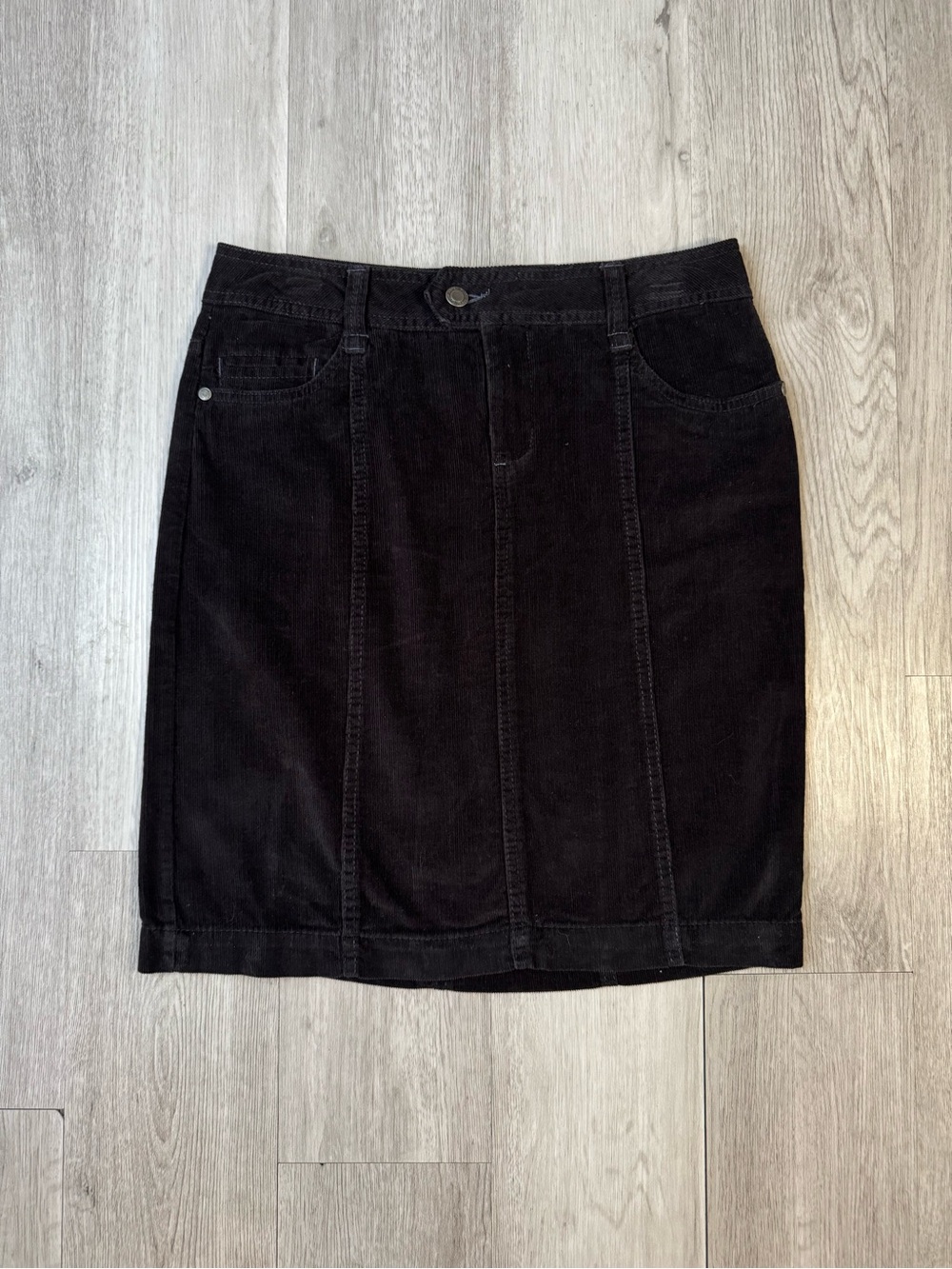 Faded Glory Deadstock Black Cotton Corduroy Straight Pencil Knee Skirt 4 Y2K NWT